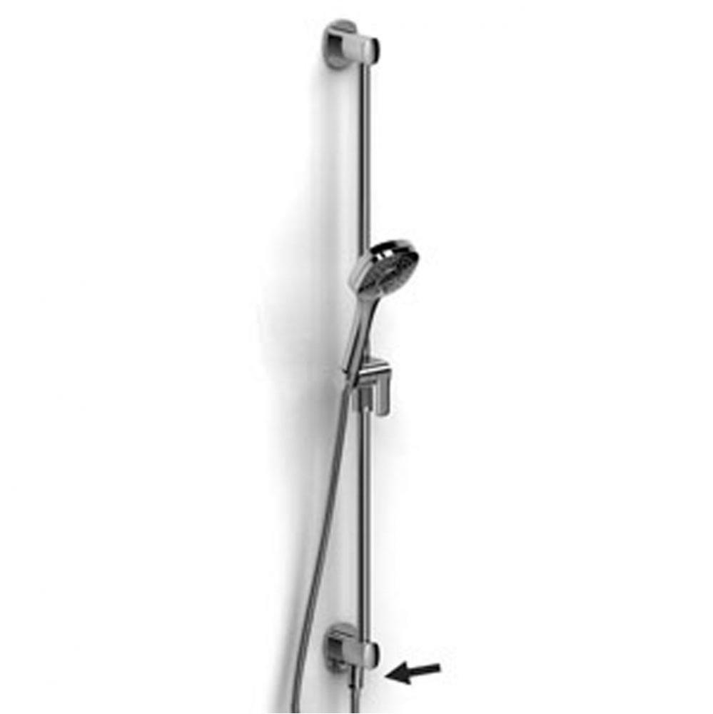 Hand shower rail with built-in elbow supply