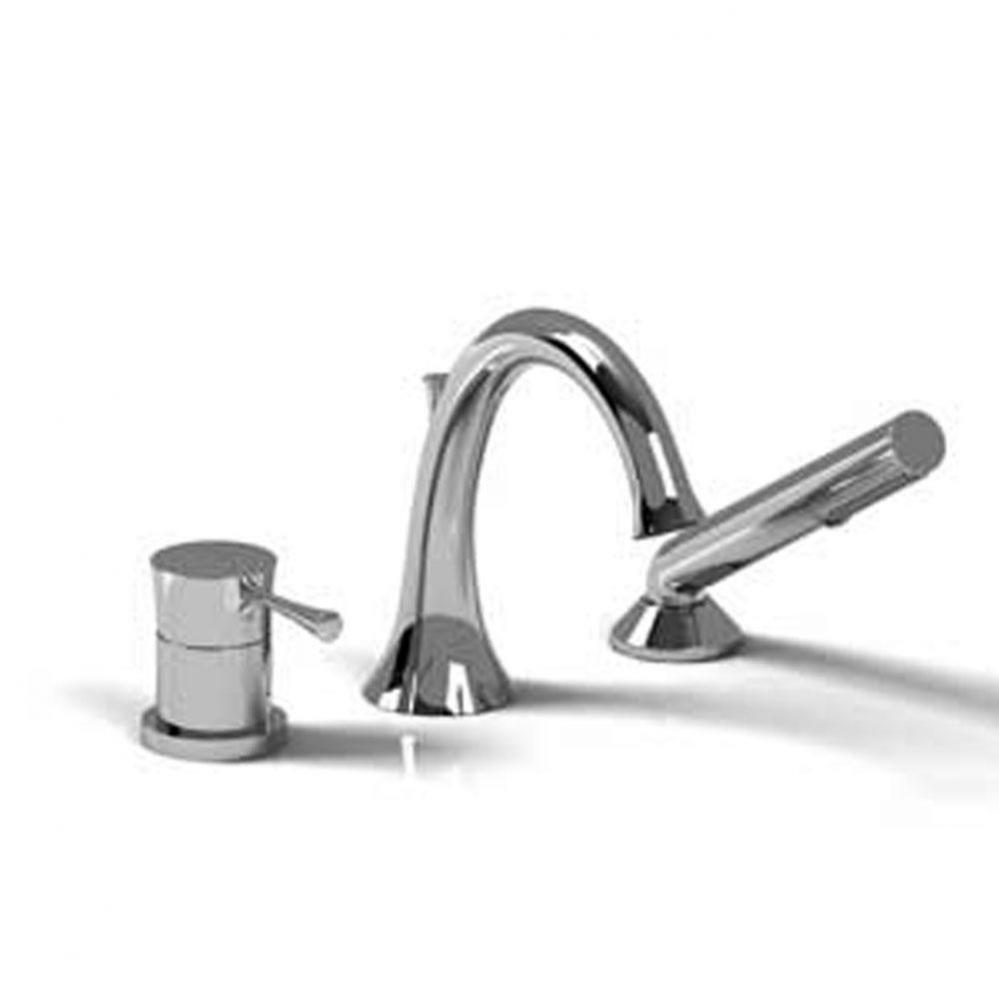 3-piece deck-mount tub filler with handshower