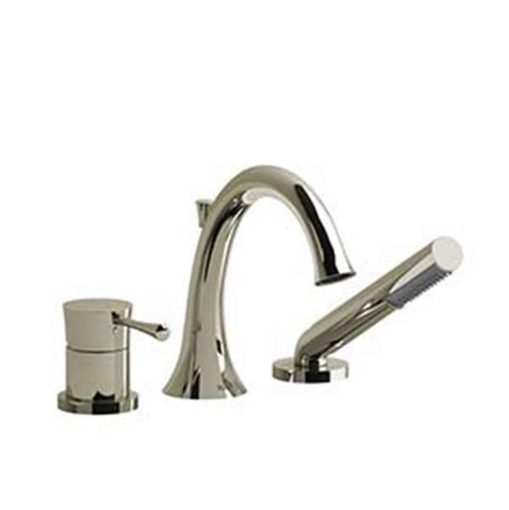 3-piece deck-mount tub filler with hand shower