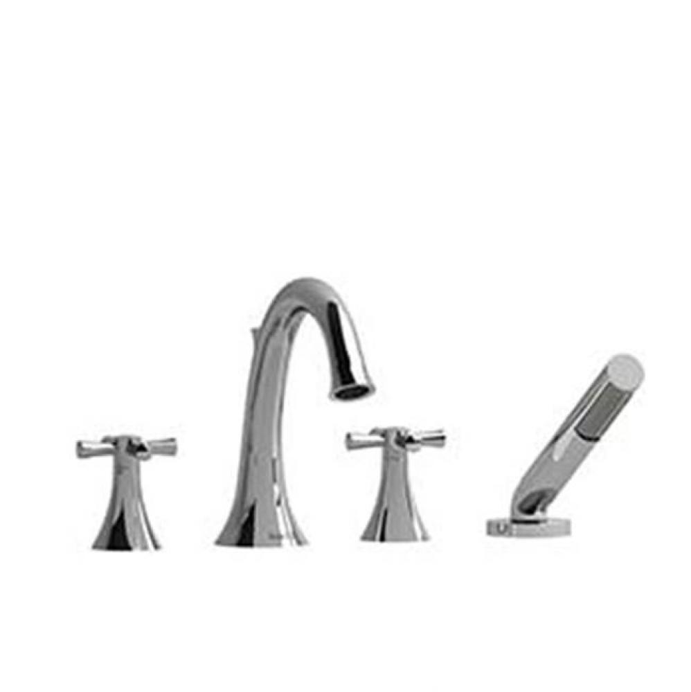 4-piece deck-mount tub filler with hand shower