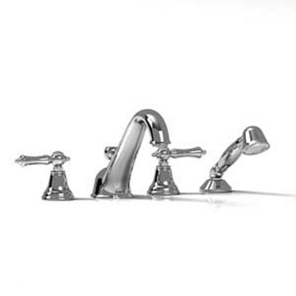 4-piece deck-mount tub filler with hand shower