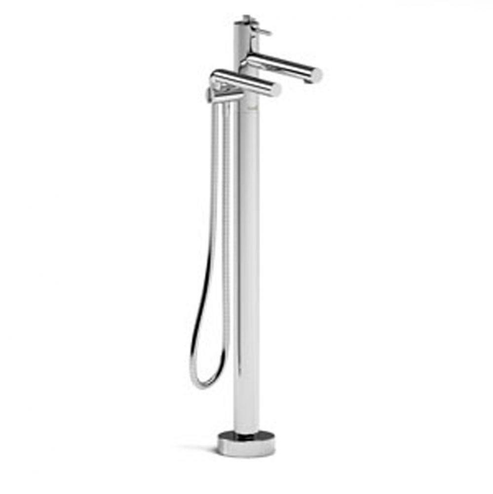 2-way Type T (thermostatic) coaxial floor-mount tub filler with hand shower