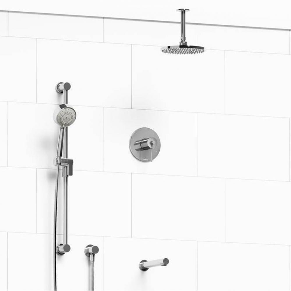 Type T/P (thermostatic/pressure balance) 1/2'' coaxial 3-way system with hand shower rai