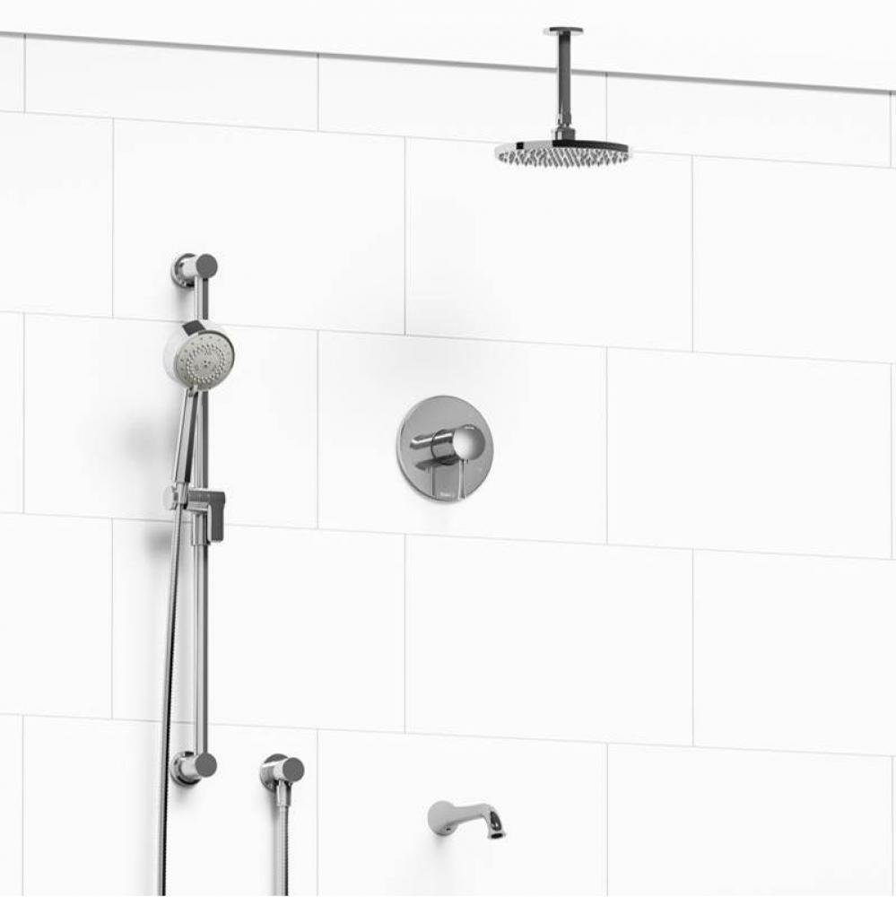 Type T/P (thermostatic/pressure balance) 1/2'' coaxial 3-way system with hand shower rai