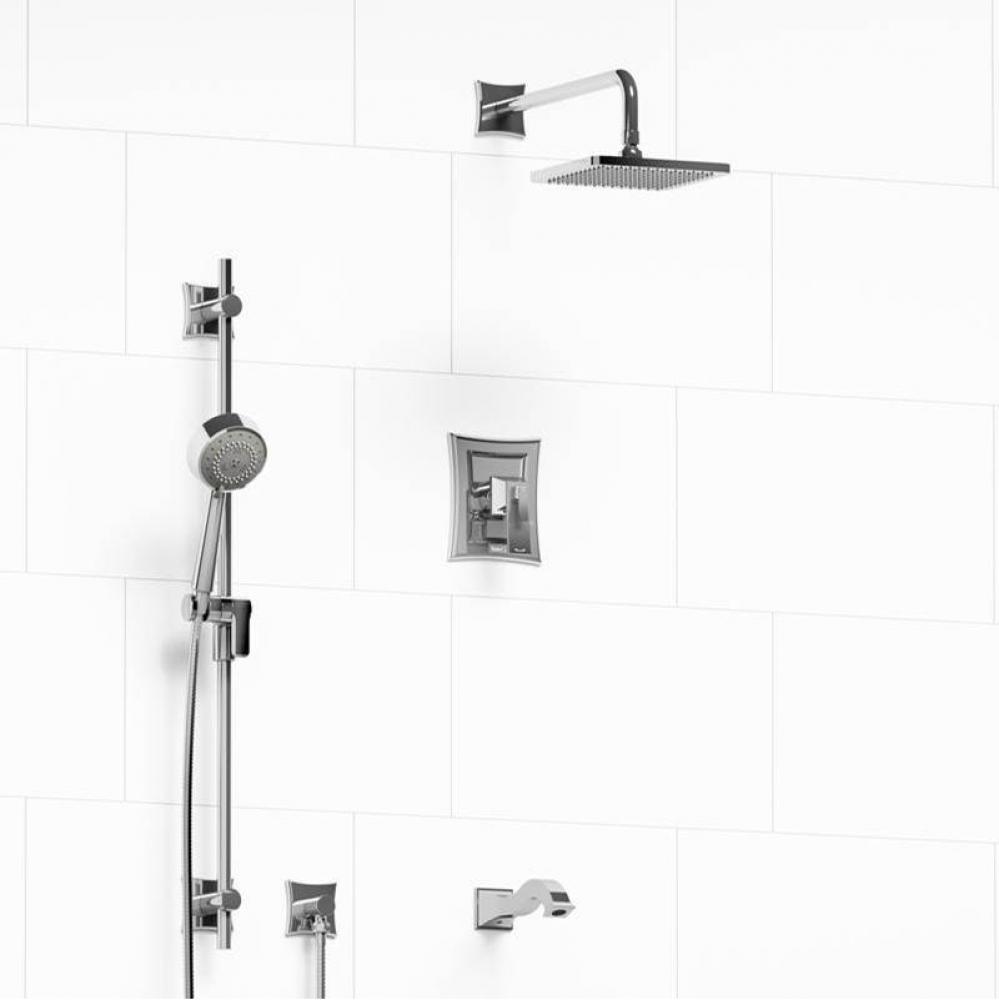 Type T/P (thermostatic/pressure balance) 1/2'' coaxial 3-way system with hand shower rai