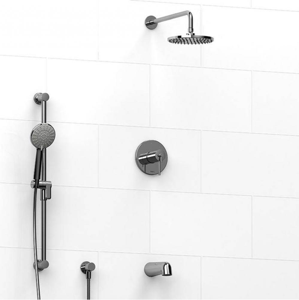 Type T/P (thermostatic/pressure balance)  1/2'' coaxial 3-way system with hand shower ra