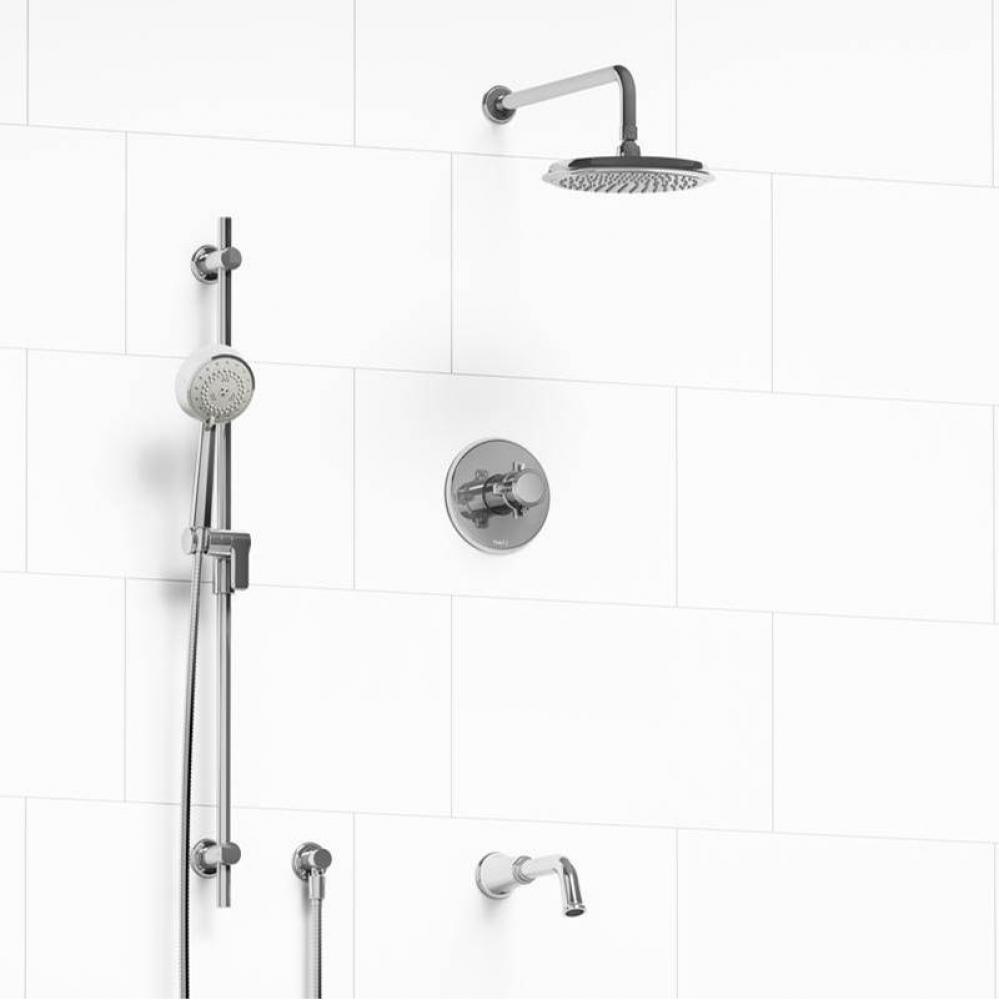 Type T/P (thermostatic/pressure balance) 1/2'' coaxial 3-way system with hand shower rai