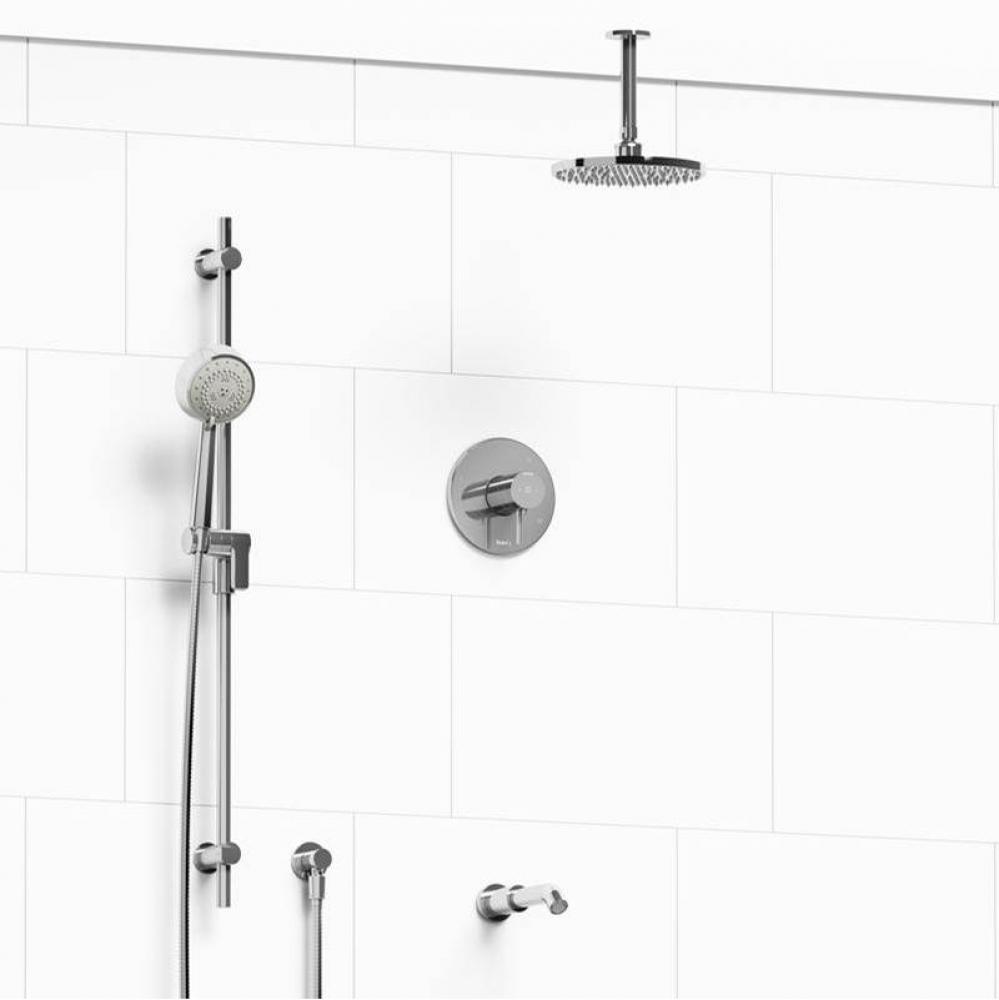 Type T/P (thermostatic/pressure balance) 1/2'' coaxial 3-way system with hand shower rai