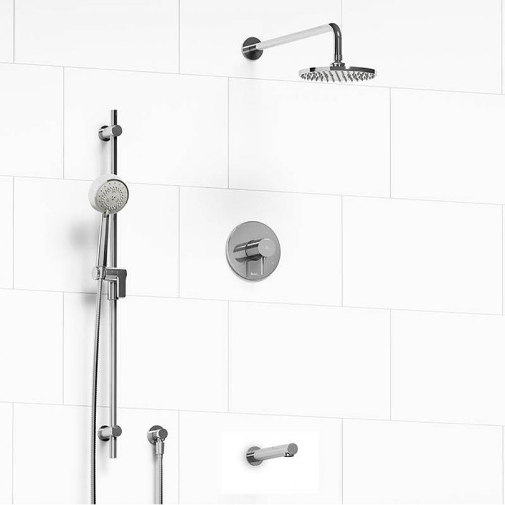 Type T/P (thermostatic/pressure balance) 1/2'' coaxial 3-way system with hand shower rai