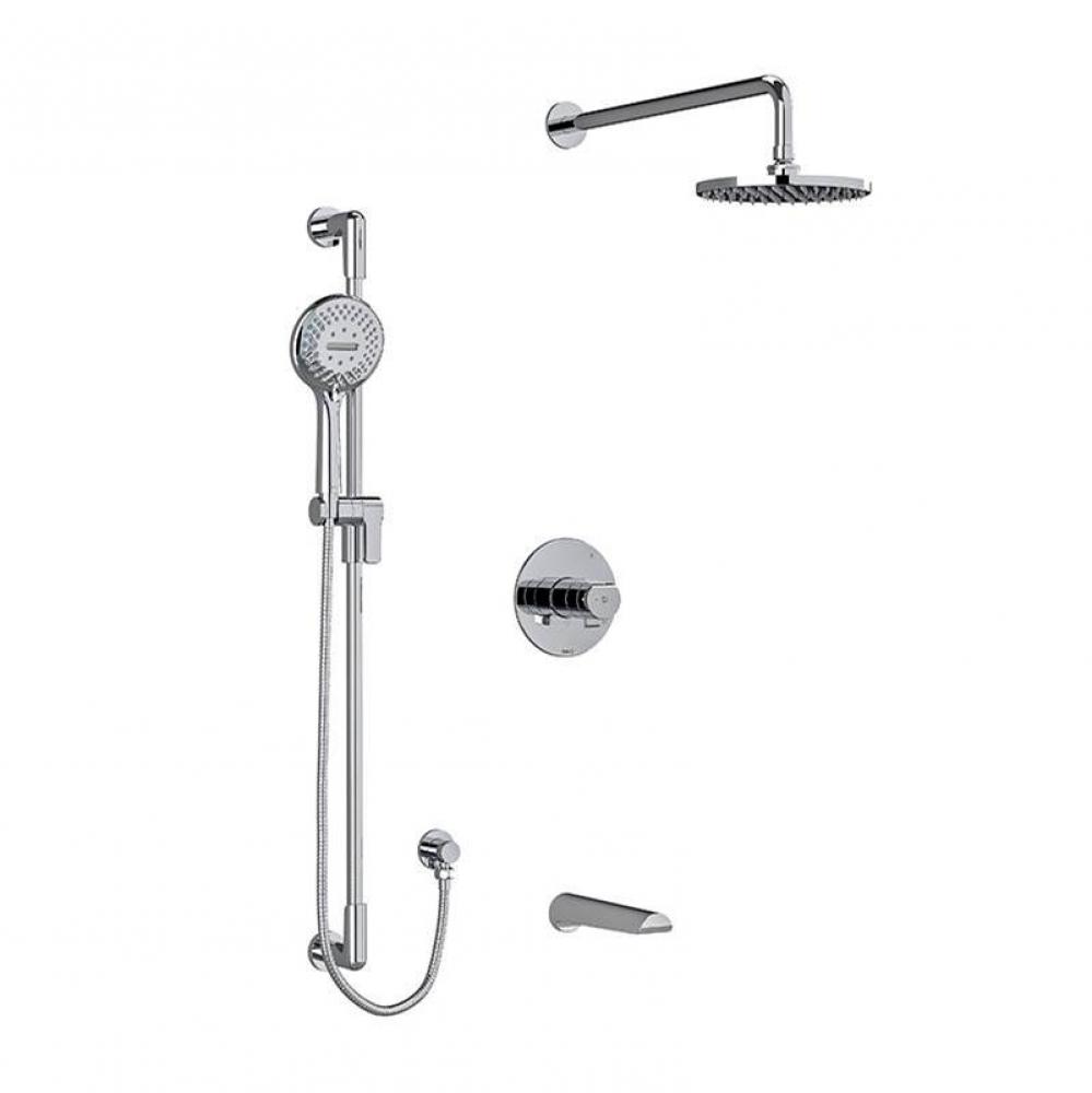 Type T/P (thermostatic/pressure balance) 1/2'' coaxial 3-way system with hand shower rai