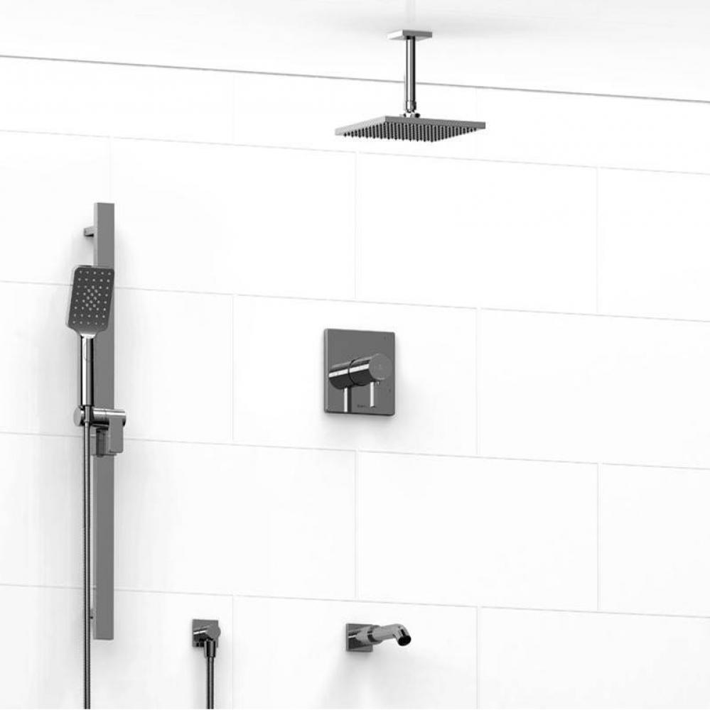 Type T/P (thermostatic/pressure balance) 1/2'' coaxial 3-way system with hand shower rai