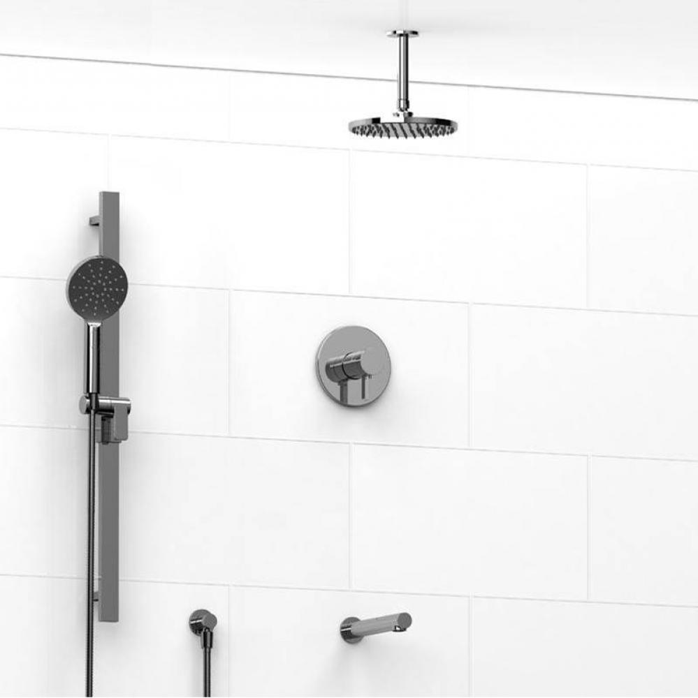 Type T/P (thermostatic/pressure balance) 1/2'' coaxial 3-way system with hand shower rai