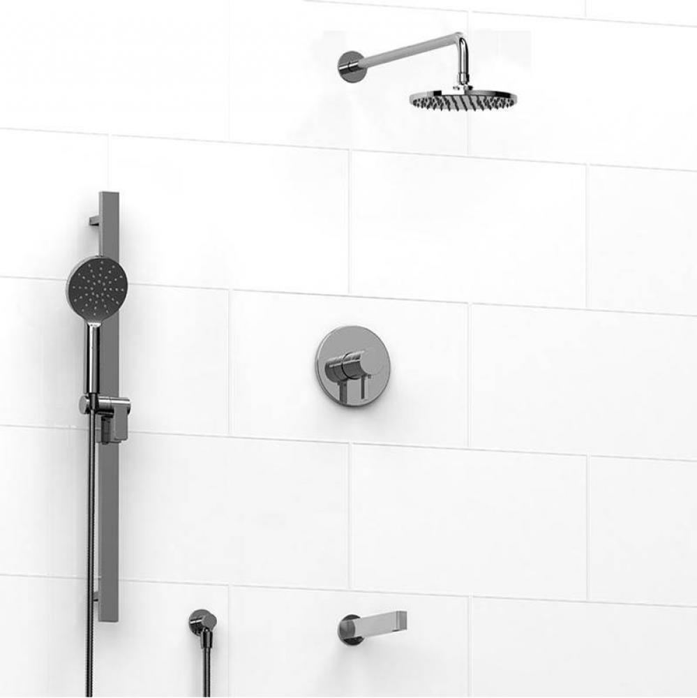 Type T/P (thermostatic/pressure balance) 1/2'' coaxial 3-way system with hand shower rai