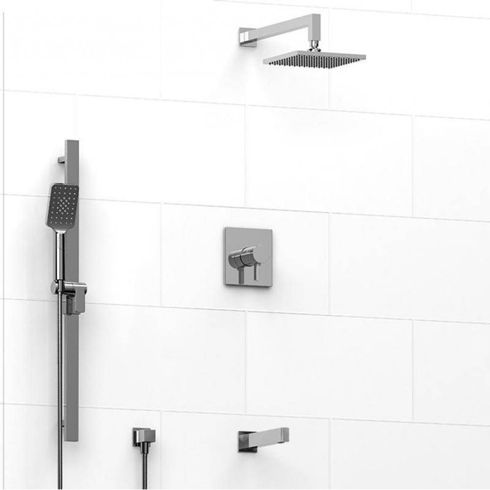 Type T/P (thermostatic/pressure balance) 1/2'' coaxial 3-way system with hand shower rai