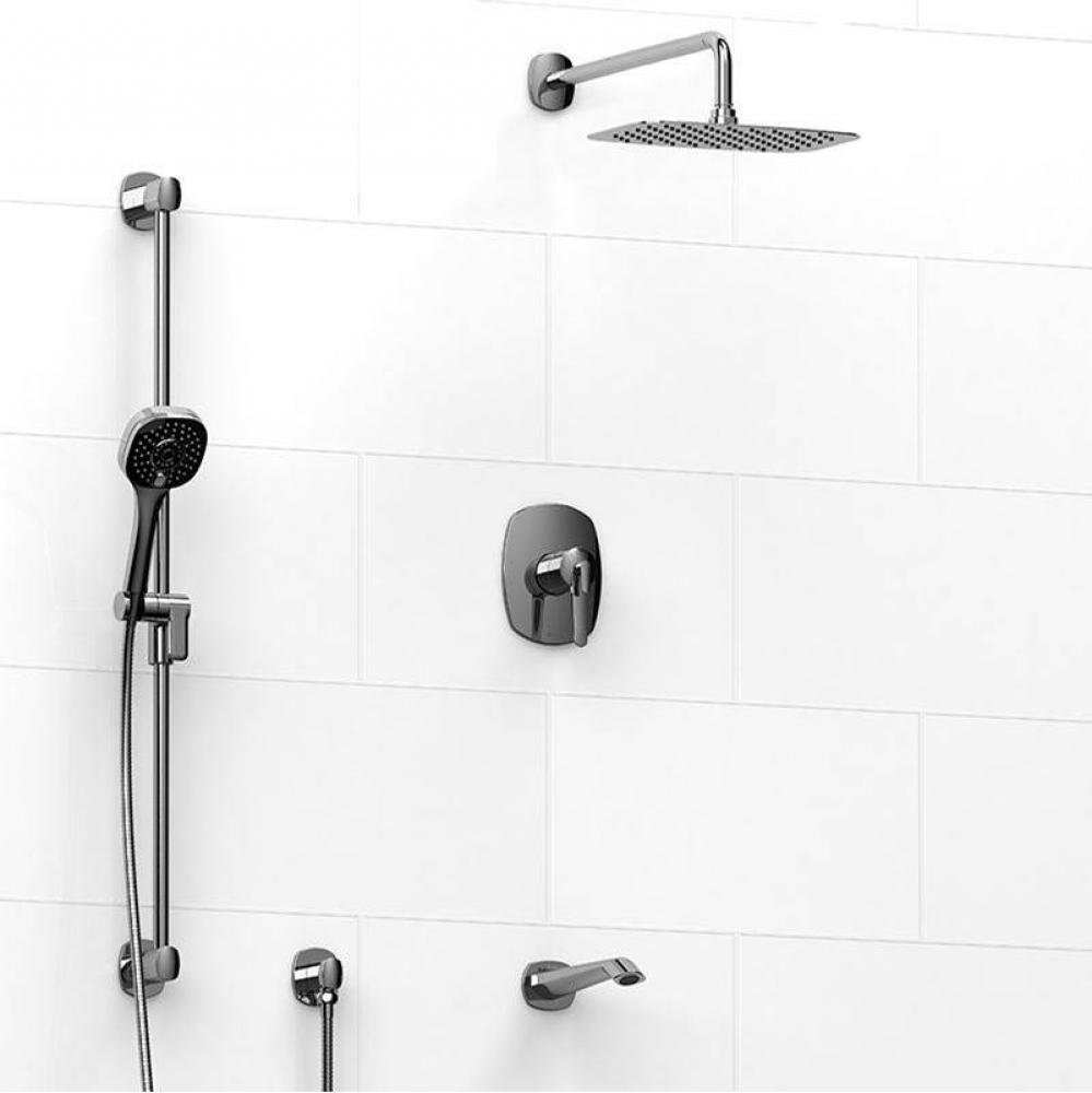 Type T/P (thermostatic/pressure balance) 1/2'' coaxial 3-way system with hand shower rai