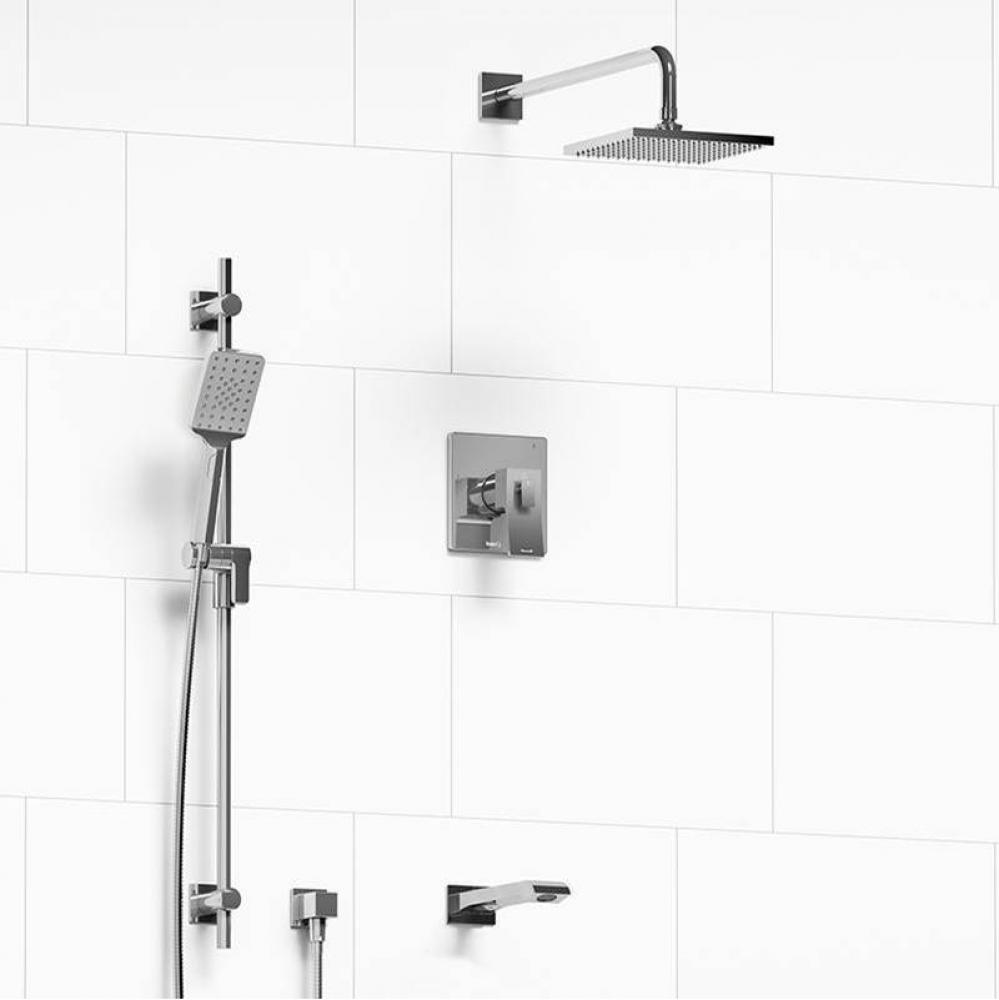 Type T/P (thermostatic/pressure balance) 1/2'' coaxial 3-way system with hand shower rai