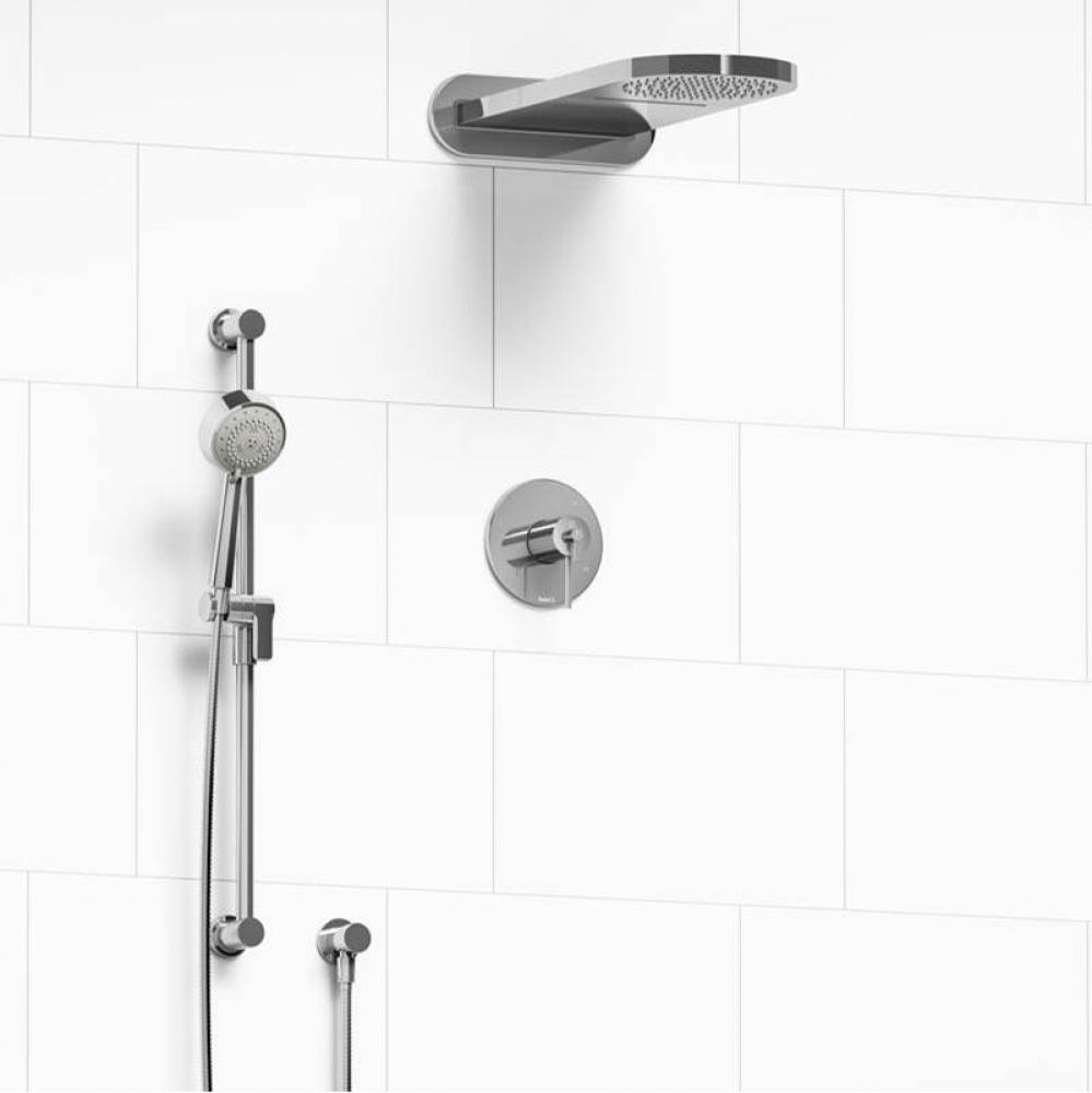 Type T/P (thermostatic/pressure balance) 1/2'' coaxial 3-way system with hand shower rai