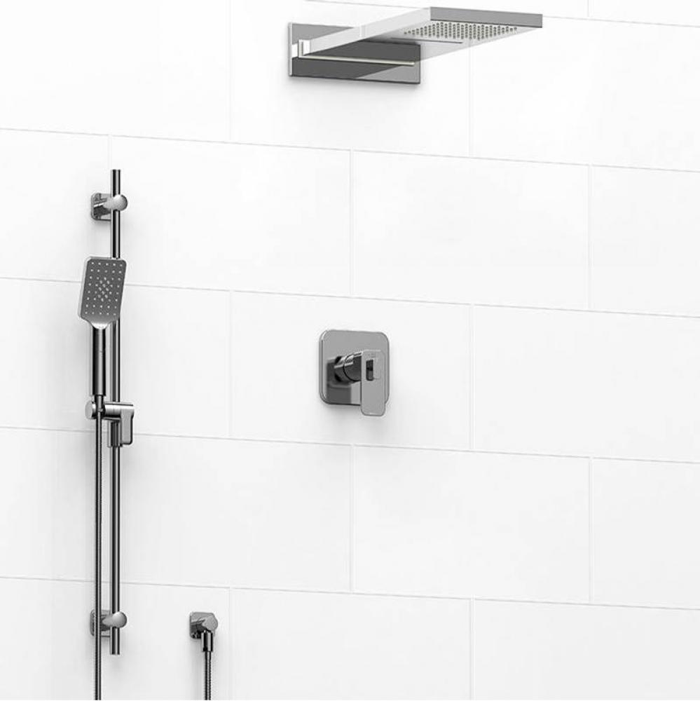 Type T/P (thermostatic/pressure balance) 1/2'' coaxial 3-way system with hand shower rai