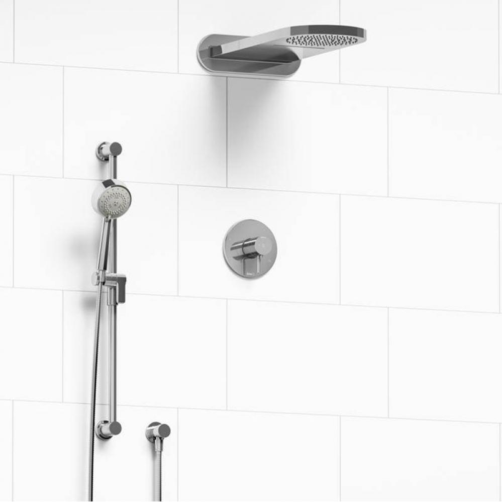 Type T/P (thermostatic/pressure balance) 1/2'' coaxial 3-way system with hand shower rai