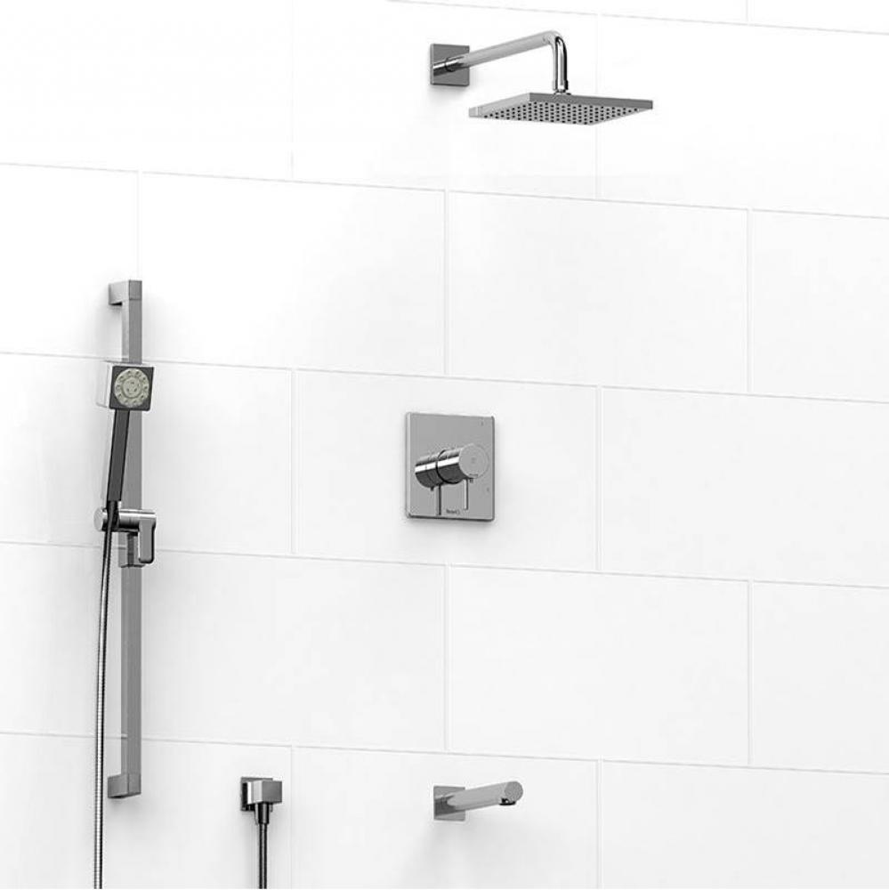 Type T/P (thermostatic/pressure balance) 1/2'' coaxial 3-way system with hand shower rai