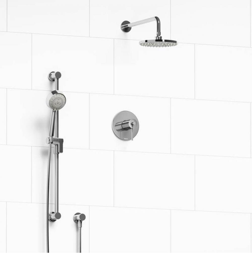 Type T/P (thermostatic/pressure balance) 1/2'' coaxial 2-way system with hand shower and