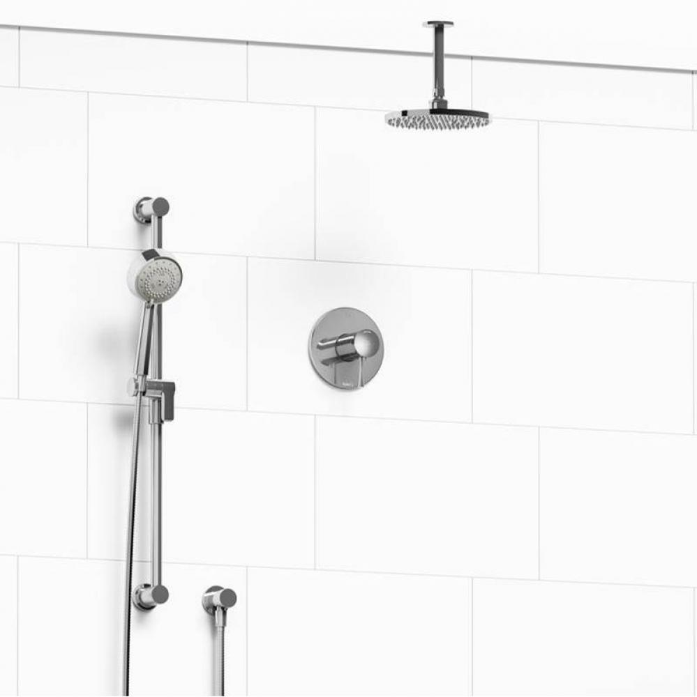 Type T/P (thermostatic/pressure balance) 1/2'' coaxial 2-way system with hand shower and