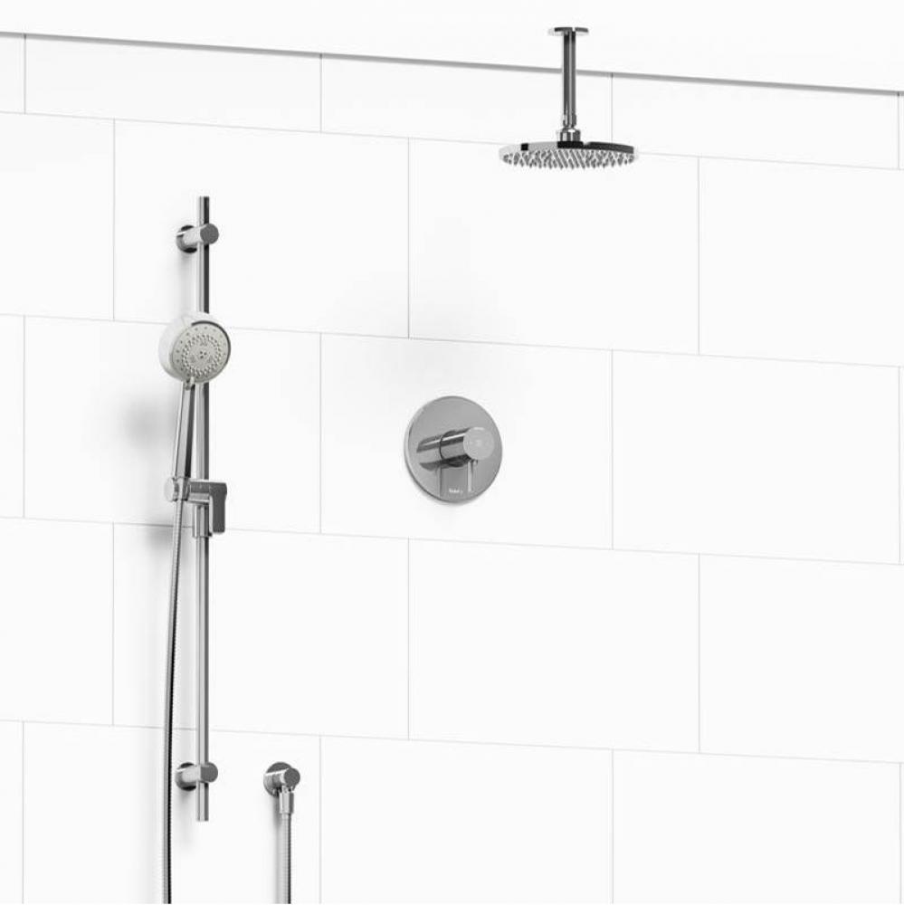 Type T/P (thermostatic/pressure balance) 1/2'' coaxial 2-way system with hand shower and