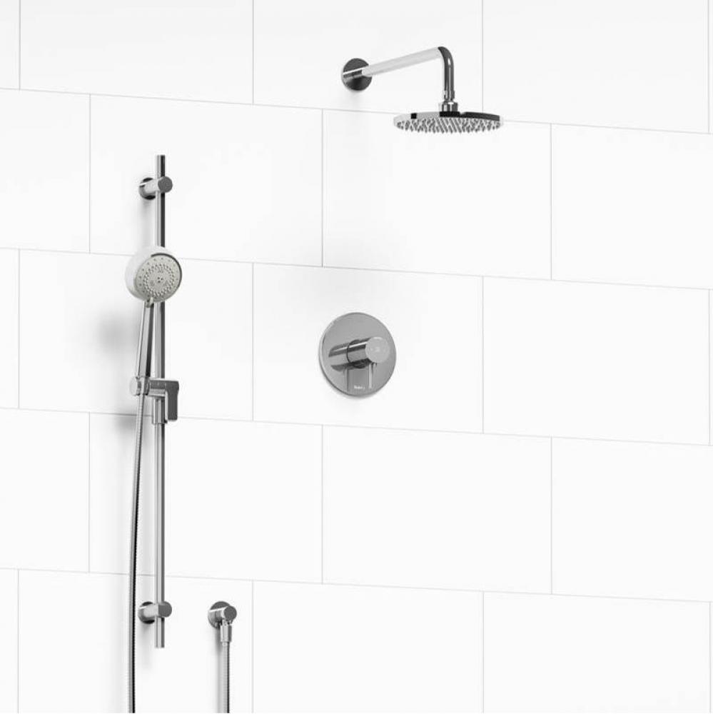 Type T/P (thermostatic/pressure balance) 1/2'' coaxial 2-way system with hand shower and