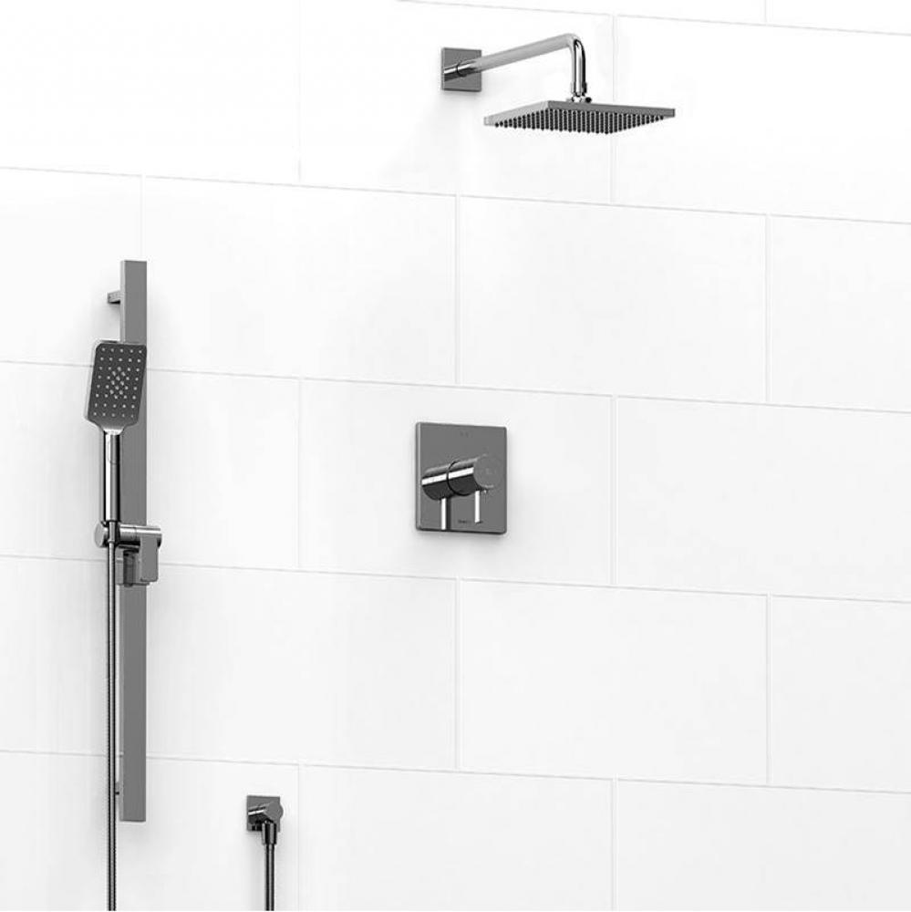 Type T/P (thermostatic/pressure balance) 1/2'' coaxial 2-way system with hand shower and