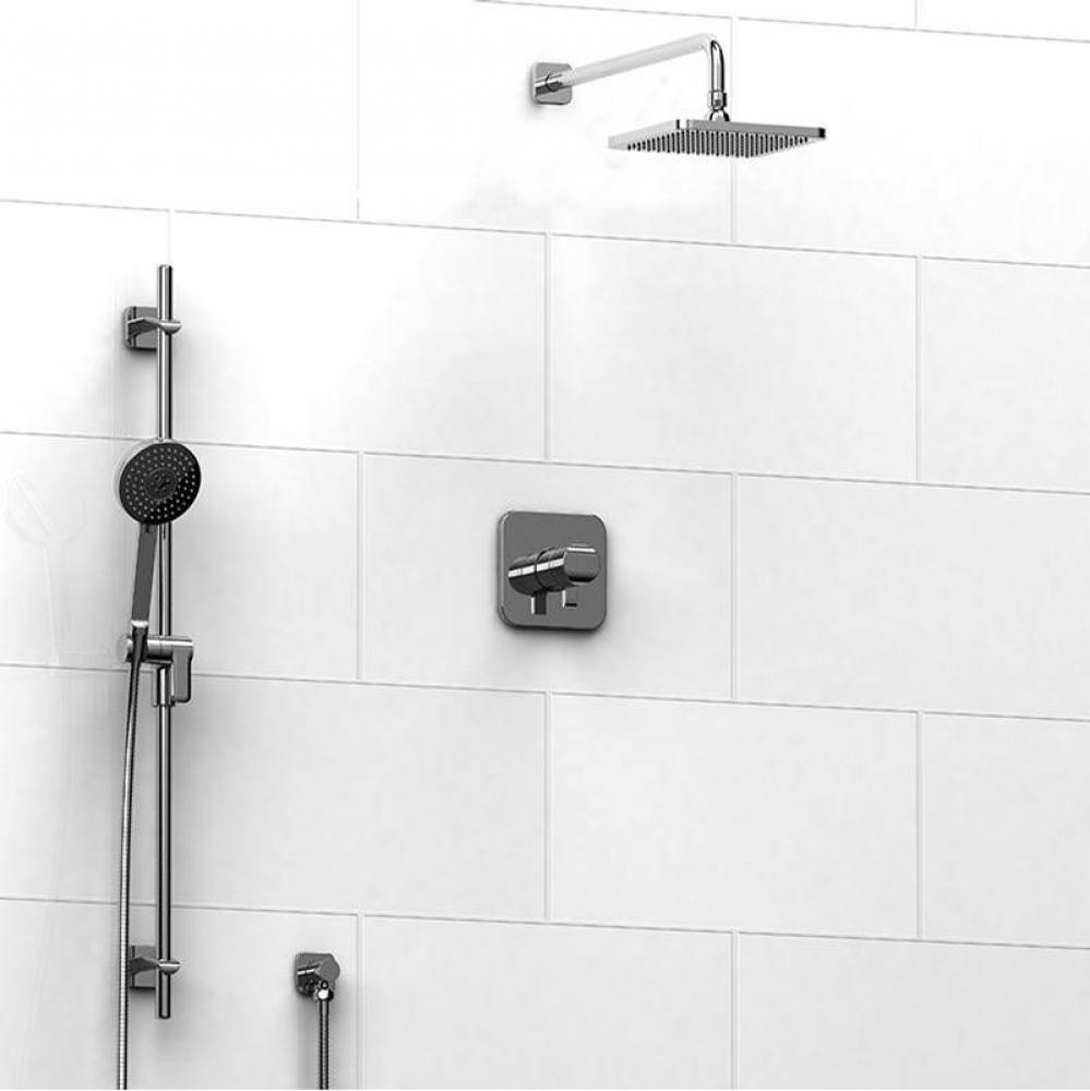 Type T/P (thermostatic/pressure balance) 1/2'' coaxial 2-way system with hand shower and