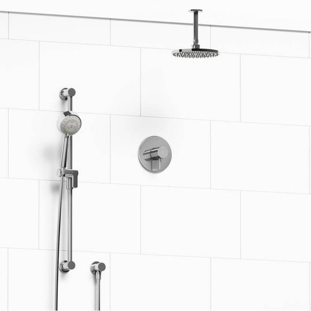 Type T/P (thermostatic/pressure balance) 1/2'' coaxial 2-way system with hand shower and