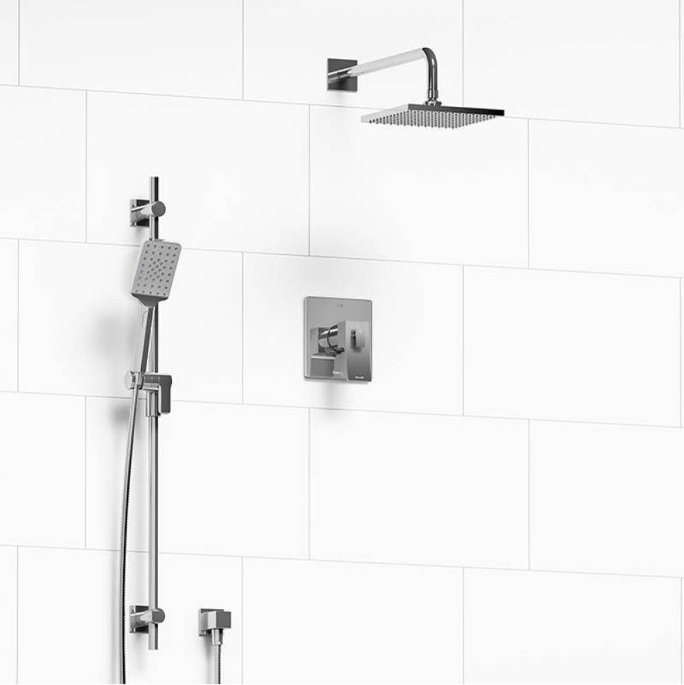 Type T/P (thermostatic/pressure balance) 1/2'' coaxial 2-way system with hand shower and