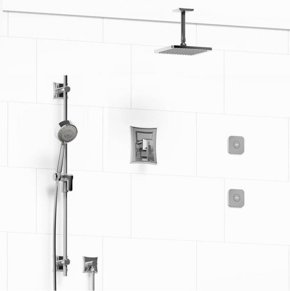 Type T/P (thermostatic/pressure balance) 1/2'' coaxial 3-way system, hand shower rail, e