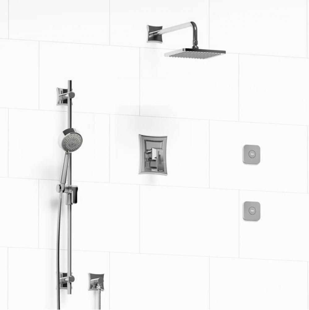 Type T/P (thermostatic/pressure balance) 1/2'' coaxial 3-way system, hand shower rail, e