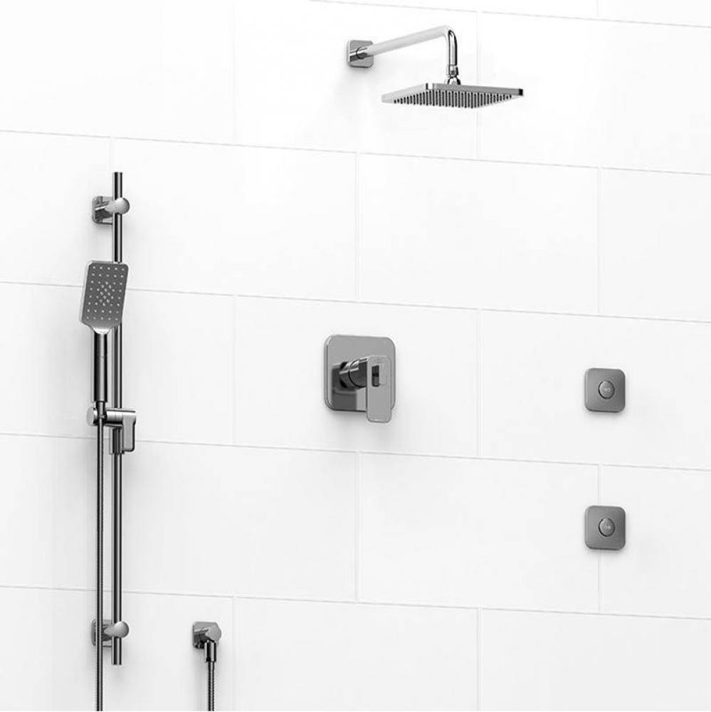 Type T/P (thermostatic/pressure balance) 1/2'' coaxial 3-way system, hand shower rail, e