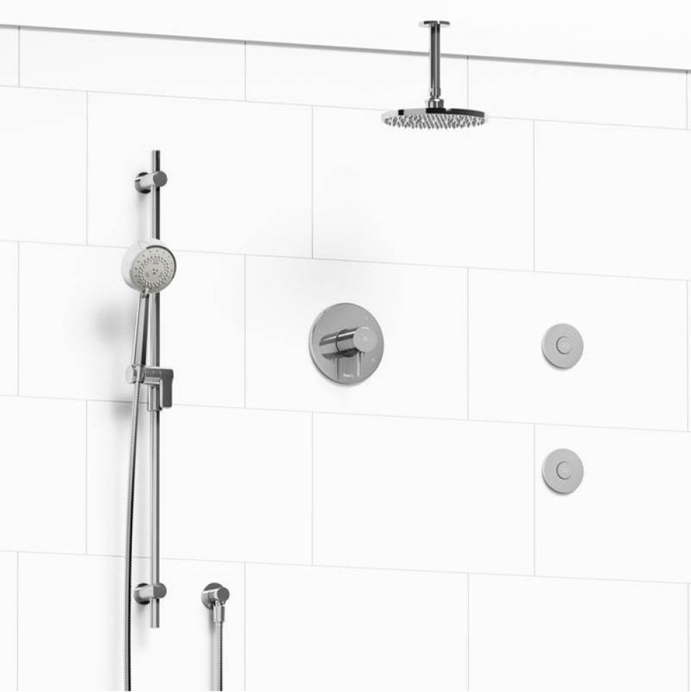 Type T/P (thermostatic/pressure balance) 1/2'' coaxial 3-way system, hand shower rail, e