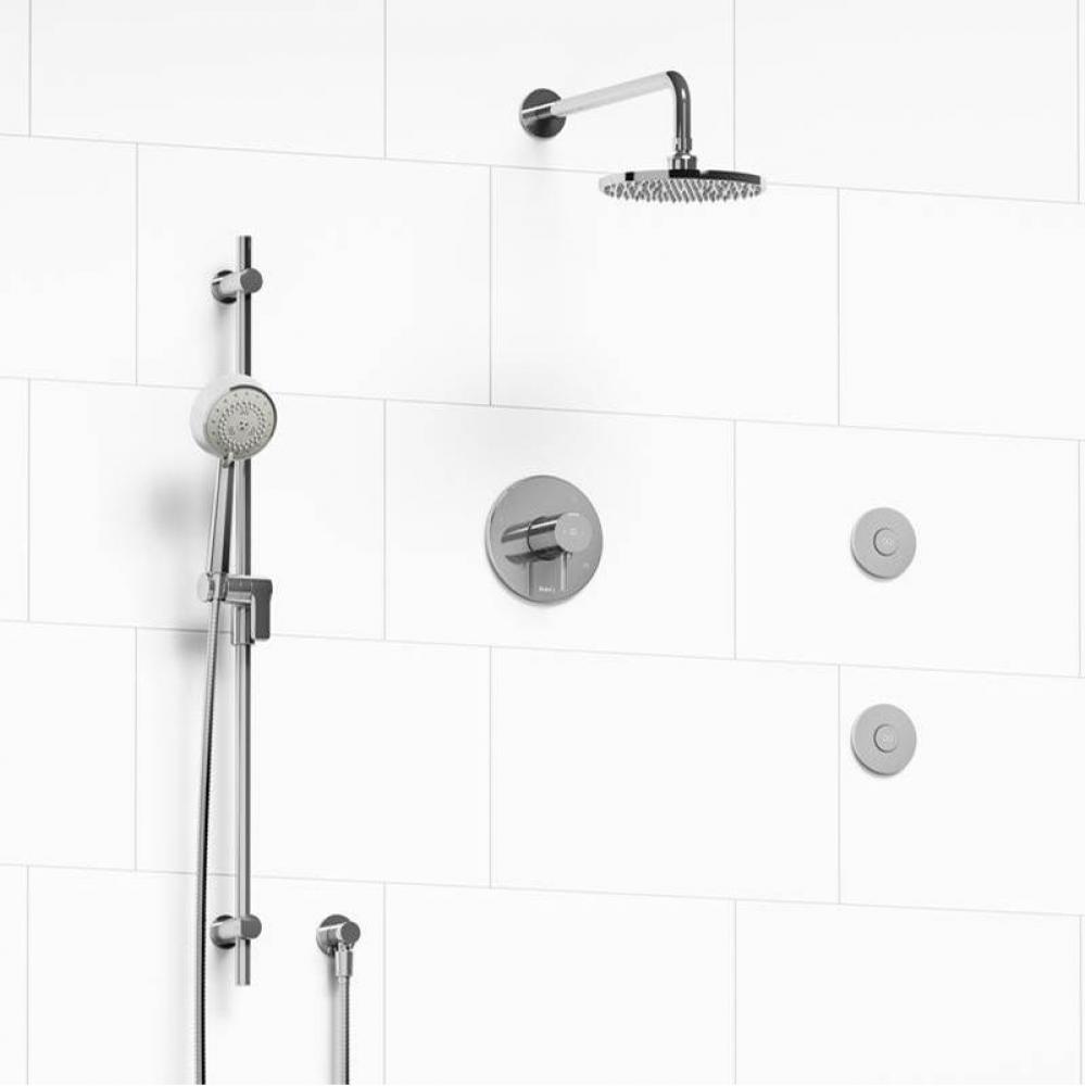 Type T/P (thermostatic/pressure balance) 1/2'' coaxial 3-way system, hand shower rail, e