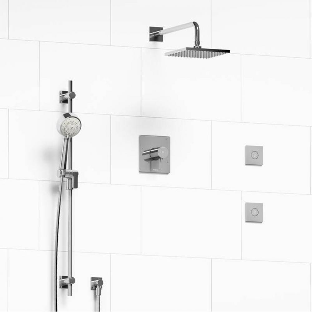 Type T/P (thermostatic/pressure balance) 1/2'' coaxial 3-way system, hand shower rail, e