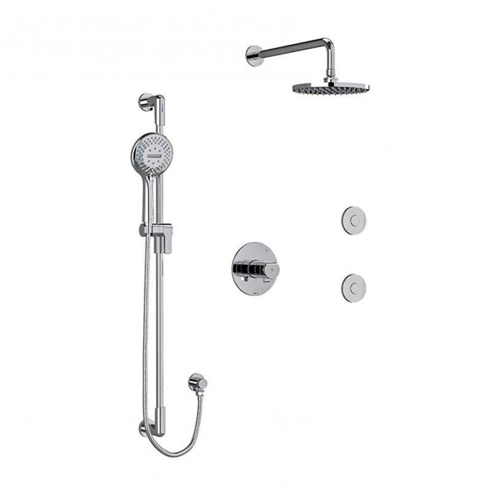 Type T/P (thermostatic/pressure balance) 1/2'' coaxial 3-way system, hand shower rail, e