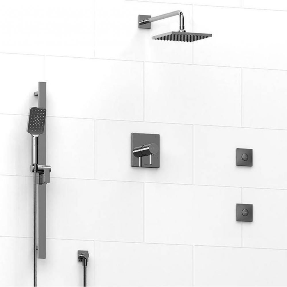 Type T/P (thermostatic/pressure balance) 1/2'' coaxial 3-way system, hand shower rail, e