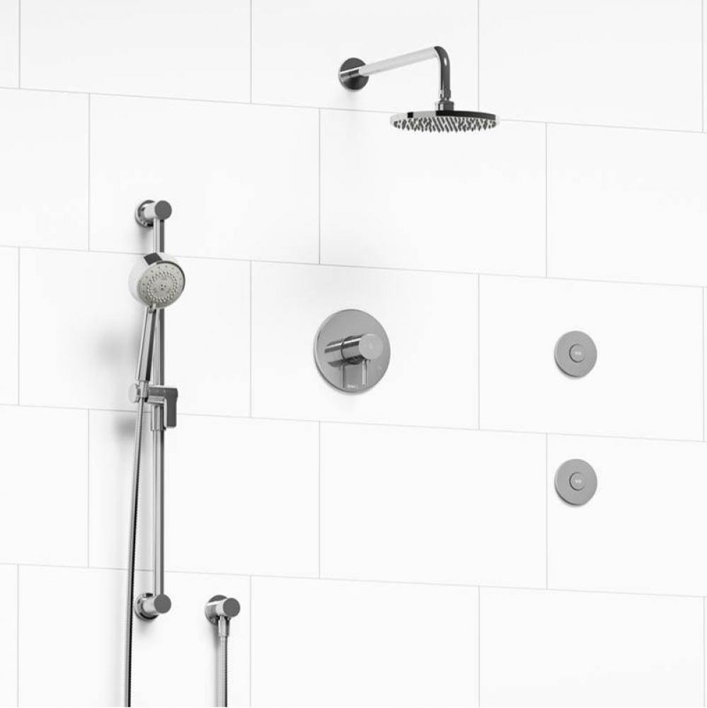 Type T/P (thermostatic/pressure balance) 1/2'' coaxial 3-way system, hand shower rail, e