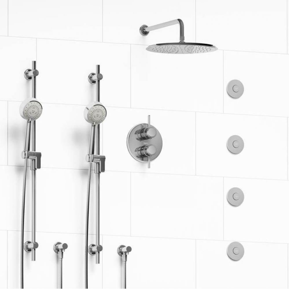 Type T/P (thermostatic/pressure balance) 3/4'' double coaxial system with 2 hand shower