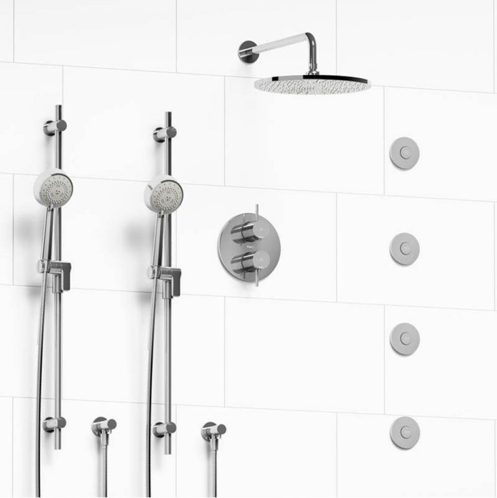 Type T/P (thermostatic/pressure balance) 3/4'' double coaxial system with 2 hand shower