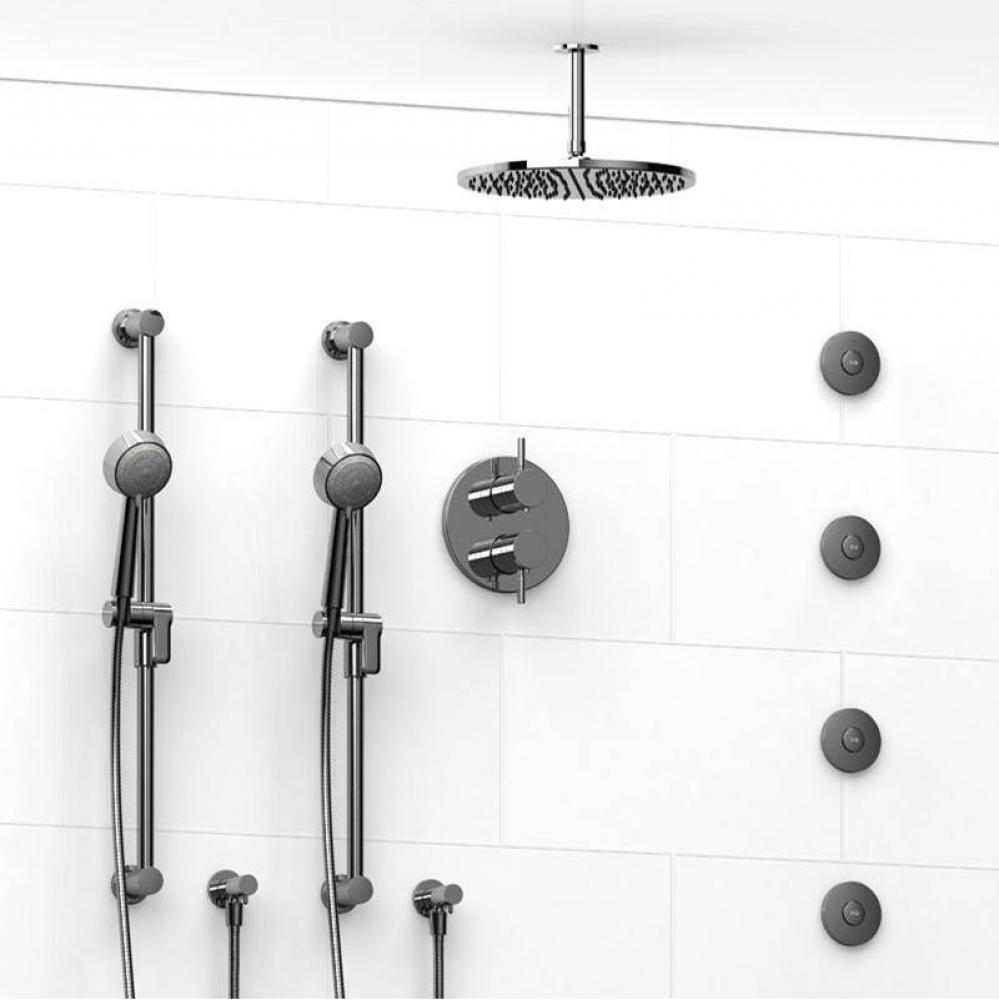 Type T/P (thermostatic/pressure balance) 3/4'' double coaxial system with 2 hand shower