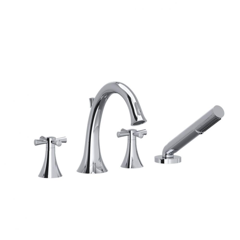 4-piece deck-mount tub filler with handshower