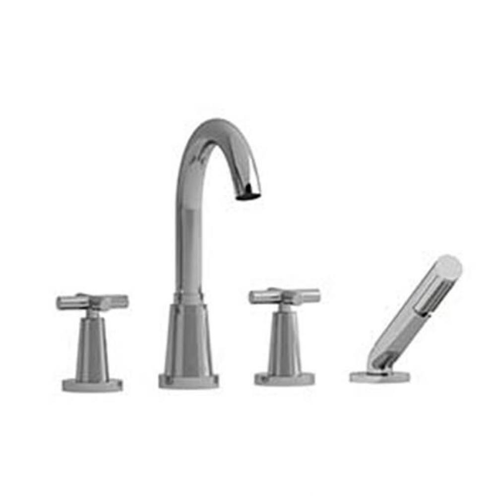 4-piece deck-mount tub filler with hand shower