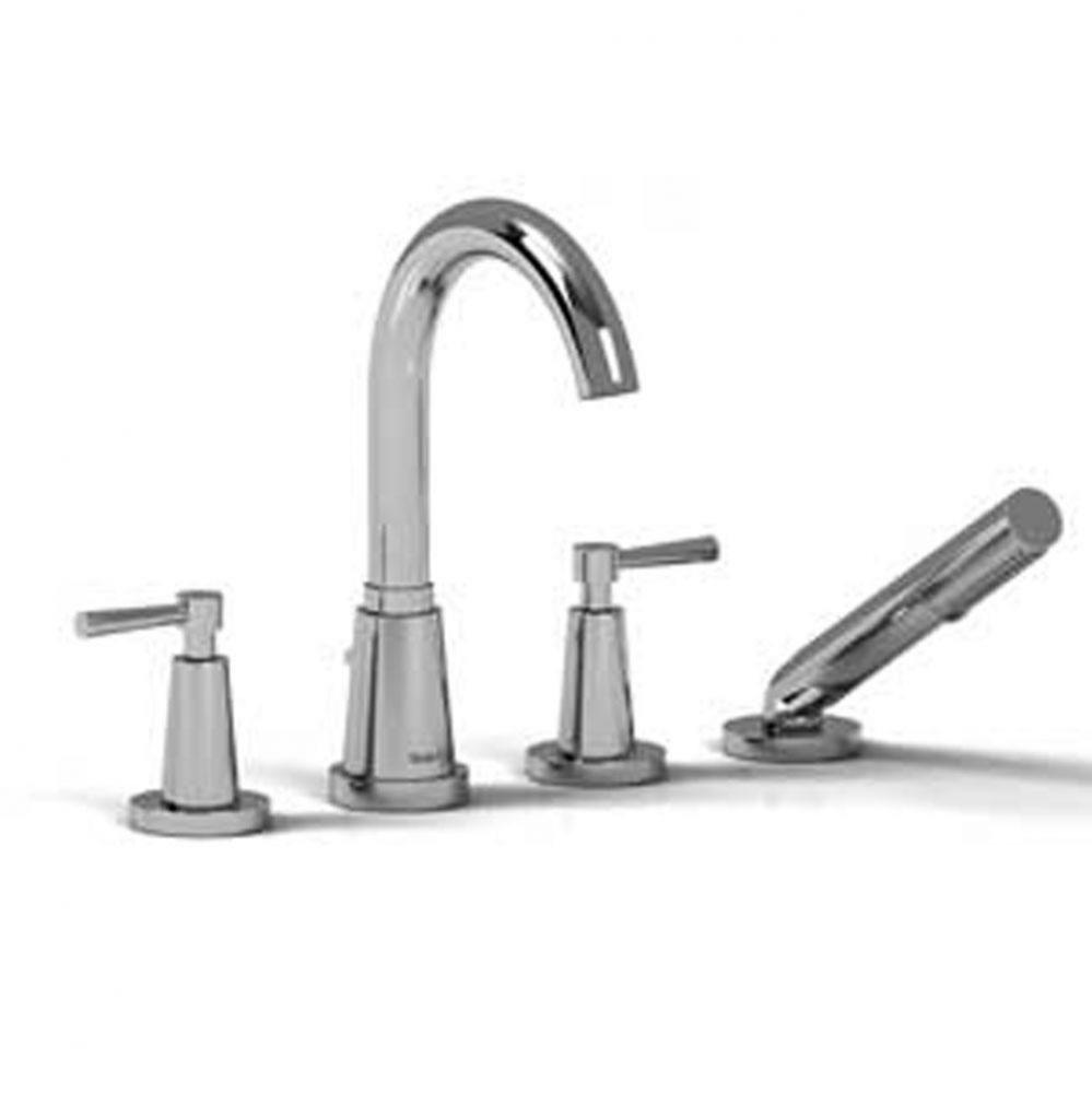 4-piece deck-mount tub filler with handshower