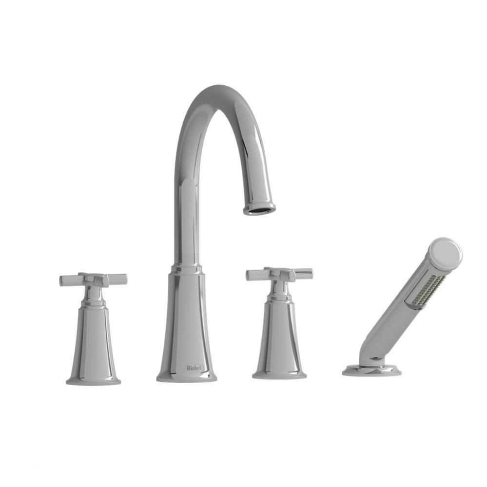 4-piece deck-mount tub filler with handshower