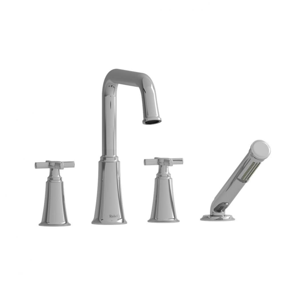 4-piece deck-mount tub filler with handshower