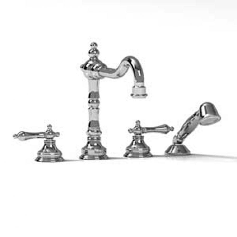 4-piece deck-mount tub filler with hand shower